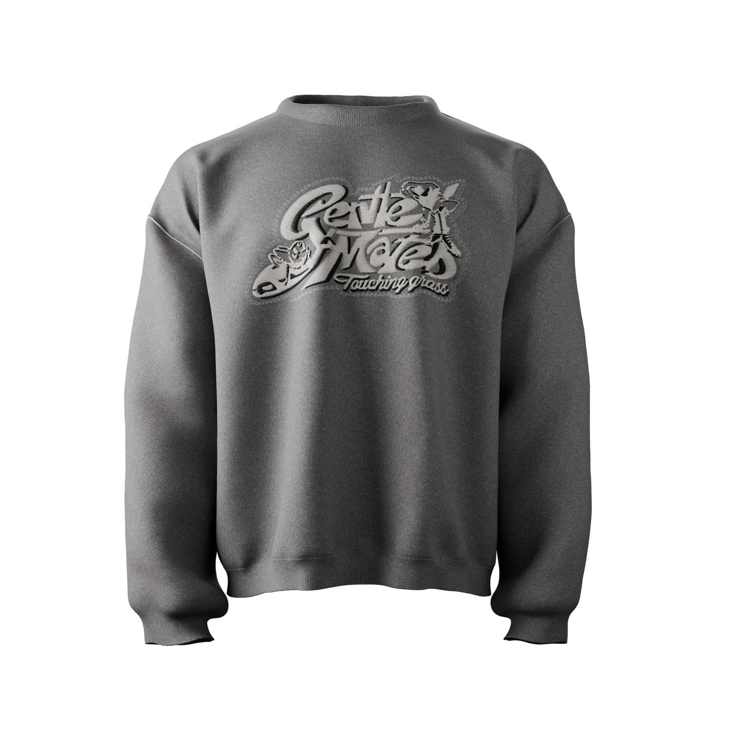 Crewneck Touching grass gris chiné