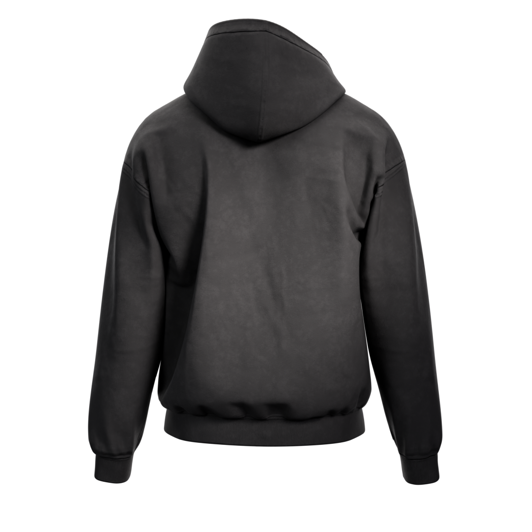 Hoodie Racing zippé noir délavé